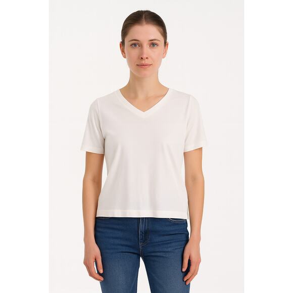 Martha Stewart Women’s White Short Sleeve V-Neck Tee Shirt – Size XS 100% Cotton - Picture 1 of 6